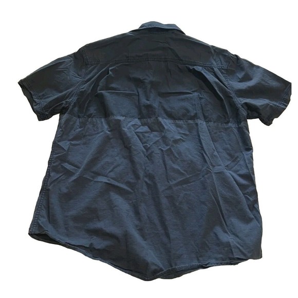 American Rag CIE Men's Large Button Up Shirt Short Sleeve Two Tone Blue Cotton - Picture 4 of 7